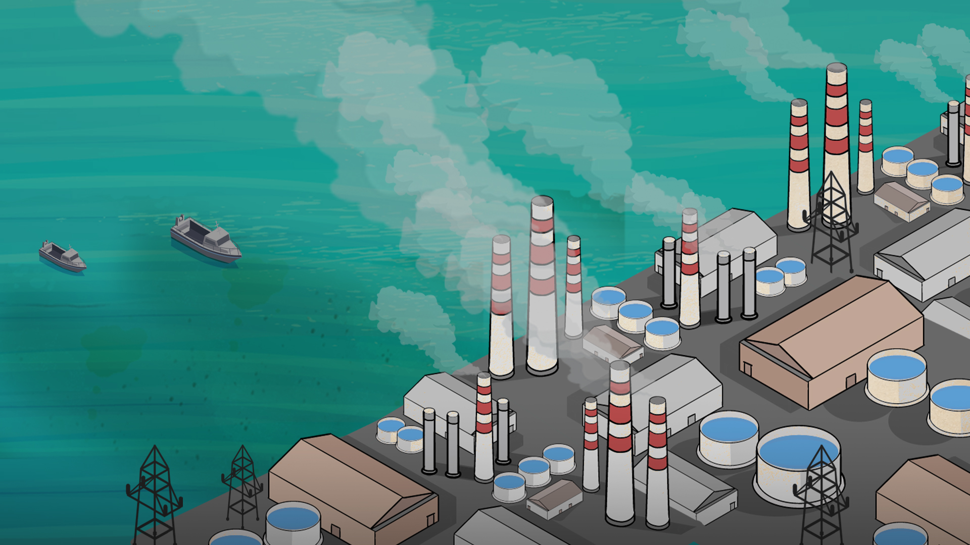 Illustration showing the clustering of desalination plants along the Arabian Gulf coast.