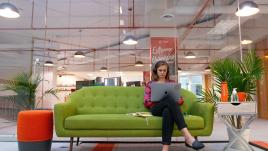 Woman working on her laptop