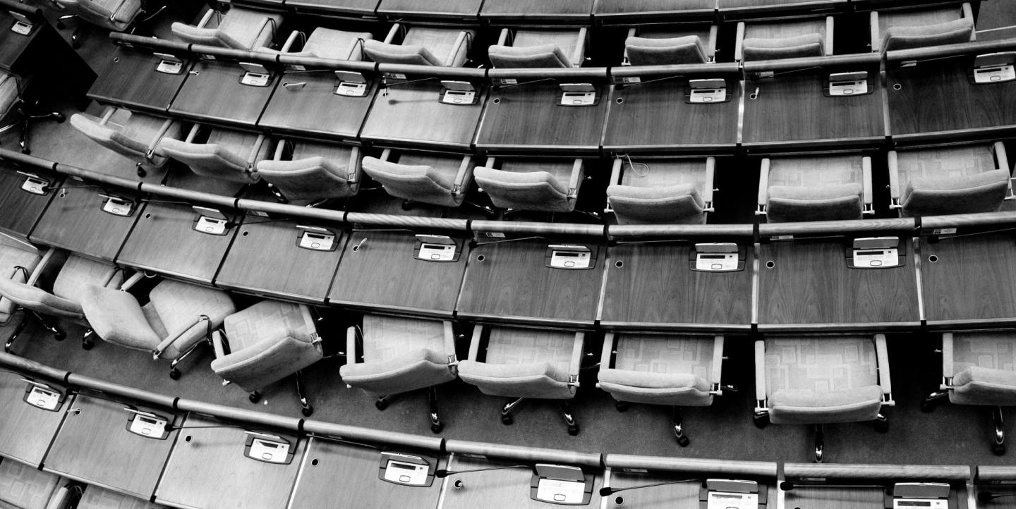 Empty seats in political chamber