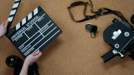 A clapboard and camera